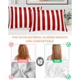 thumbnail image 3 of Red Striped Pillow Cases Standard Size Set of 2, Smooth Satin Pillowcase for Hair and Skin, Christmas Farmhouse Red White Stripes Decorative Cooling Bed Pillow Covers with Zipper, 20x26 Inches, 3 of 5