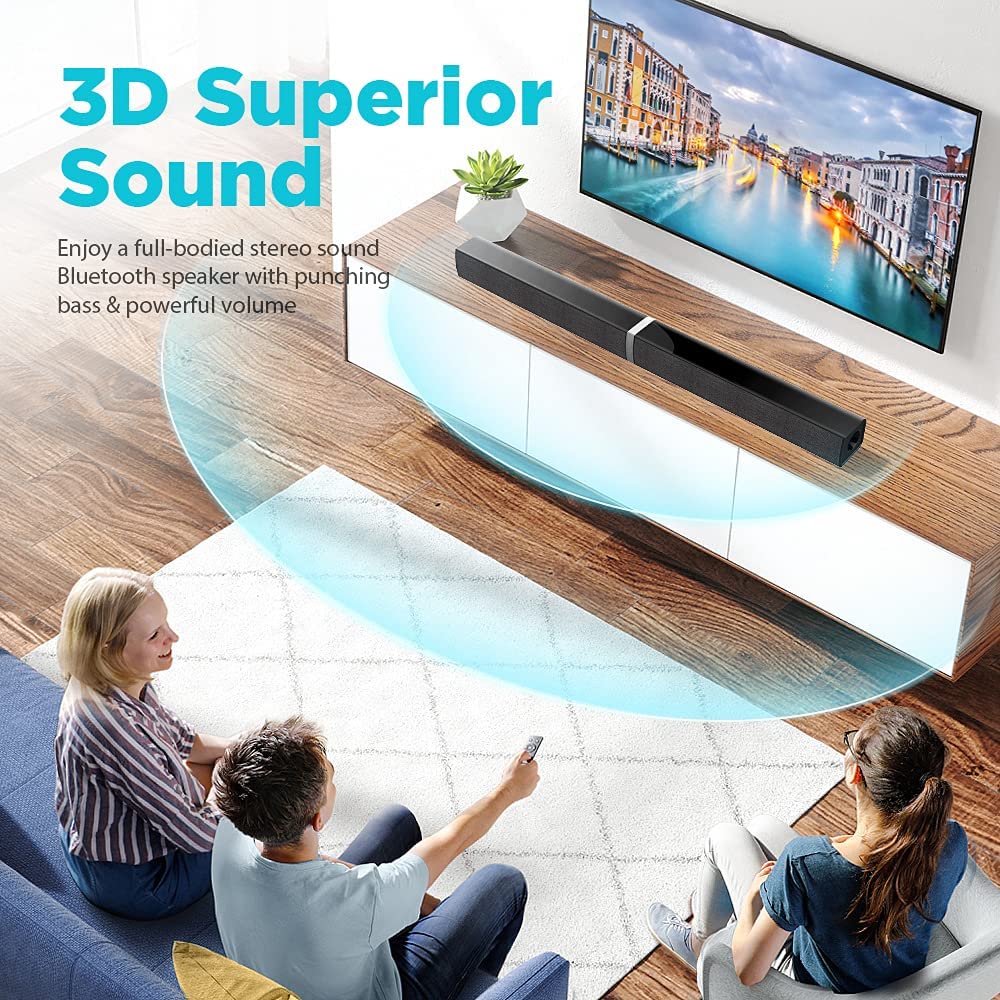Sound Bars for TV, Bluetooth Soundbar for TV, 50W TV Sound Bar with 4 Drivers and Remote Control, Home Audio TV Speakers Sound Bar with ARC/Optical/AUX Connect - image 4 of 10