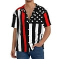thumbnail image 3 of Disketp Men's Hawaiian Firefighters USA Flag Print Shirts Button Down Holiday Beach Shirts-3X-Large, 3 of 7