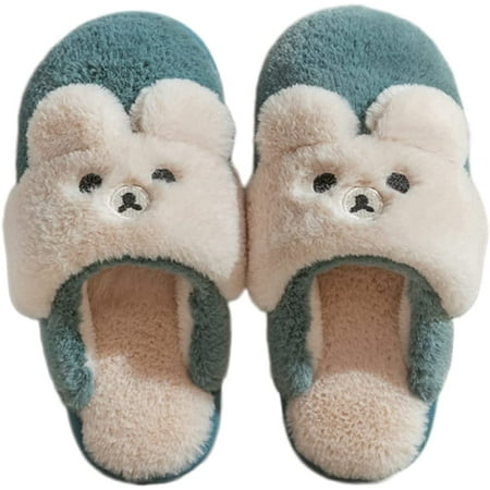 

DanceeMangoo Womens Slippers Cute Animal Bunny Faux Fur Fluffy Winter Slip-On House Slippers Warm Plush Fuzzy Anti-Skid Indoor Outdoor Shoes