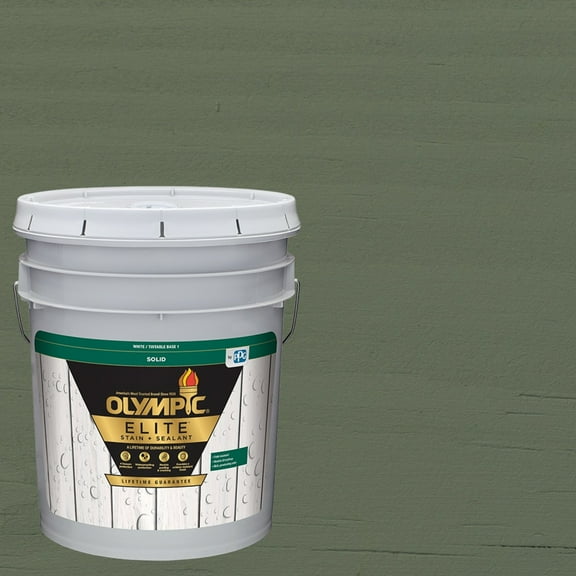 Olympic Elite 5 Gallons SC-1080 Steely Sea Solid Advanced Exterior Stain and Sealer in One