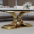 thumbnail image 6 of 49.2" Marble Coffee Table with Sintered Stone Top, Stainless Steel Base, 6 of 10