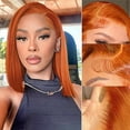 thumbnail image 1 of RQY Pelucas frontales de encaje naranja jengibre Peluca de cabello humano Bob 14 pulgadas Naranja 13x4 Pelucas frontales de encaje recto Bob Cabello humano Pre arrancado 180% Densidad Brasileño Recto, 1 of 3