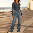 thumbnail image 5 of Hurxie Womens Fall Long Sleeve Asymmetrical Y2K Tops Cozy Ribbed Fabric, Slim Fitted Shirts, Basic Tees, Lightweight Sweater Dark Gray,S, 5 of 8