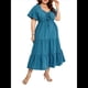 thumbnail image 1 of Vestido Bohemio de Talla Grande para Mujer, Verano 2025, Midi, , Corta, Escote Corazón, Cintura Elástica Azul XXL, 1 of 9
