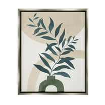 Stupell Industries Curvy Plant Leaves Modern Shapes Graphic Art Luster Gray Floating Framed Canvas Print Wall Art, Design by Grace Popp