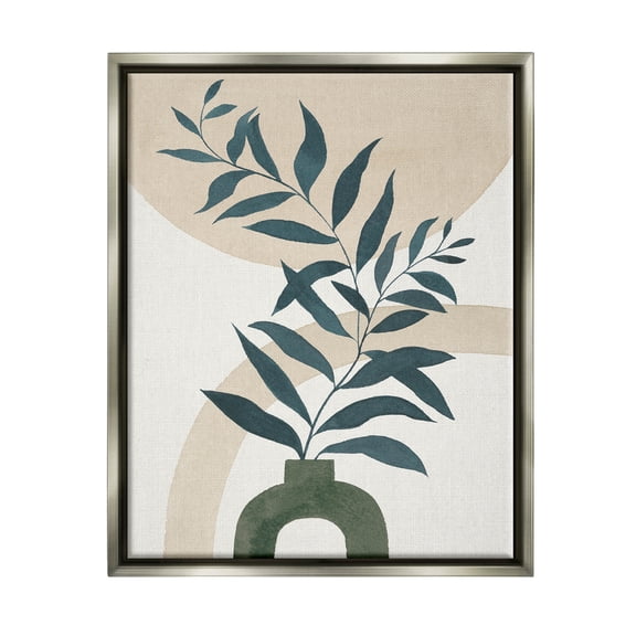 Stupell Industries Curvy Plant Leaves Modern Shapes Graphic Art Luster Gray Floating Framed Canvas Print Wall Art, Design by Grace Popp