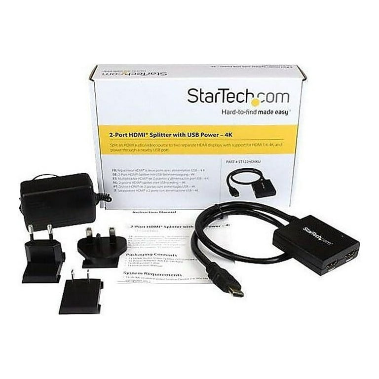 StarTech.com 4K HDMI 2-Port Video Splitter - 1x2 HDMI Splitter