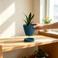 thumbnail image 3 of Fleshy Plants Pots with Drainage Tray, Sturdy Geometric Ribbed Plastic Planter, Faceted Modern Flower Pot for Succulents and Houseplants, Indoor Home Decor, 5.91x5.63x5.63 Inches, 3 of 7