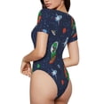 thumbnail image 3 of Daiia Dinosaur Astronaut Space Surfing Women'S Crew Neck Short Sleeve Slim Fit T Shirts Tops Basic Bodysuit Leotard Clothing-Medium, 3 of 9