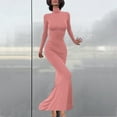 thumbnail image 2 of Oksale Sexy Bodycon Mermaid Dresses for Women Trendy Turtleneck Formal Dress Slim Fit Long Sleeve Evening Dresses Elegant Night Out Dress Pink S, 2 of 7