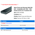thumbnail image 2 of Water Pump and Alternator Multi Rib Belt - Compatible with 1986 - 1989 Honda Accord 2.0L 4-Cylinder GAS 1987 1988, 2 of 2