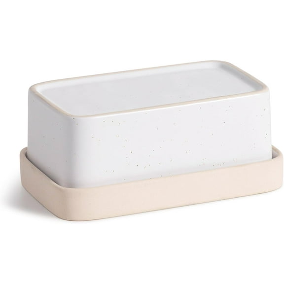 Ceramic Butter Dish with Lid，Large Butter Dish for Countertop, double-sided usable design，Suitable for fresh spreadable butter, butter container holder for kitchen and home decor.