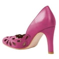 thumbnail image 3 of YDN Women Retro Round Closed Toe Flower Cutout Pumps High Heels Slip On Holiday Business Casual Dressy Shoes Size 7 Fuchsia, 3 of 4