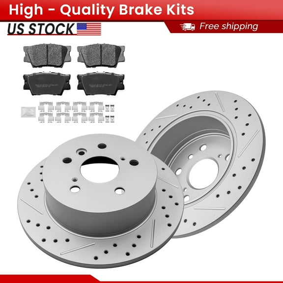 ACB ZONE Rear Brake Kits for 2007-2012 Lexus ES350 2008-2012 Toyota Avalon 2007-2011 Camry, Drilled Slotted Disc Brake Rotors and Ceramic Brake Pads