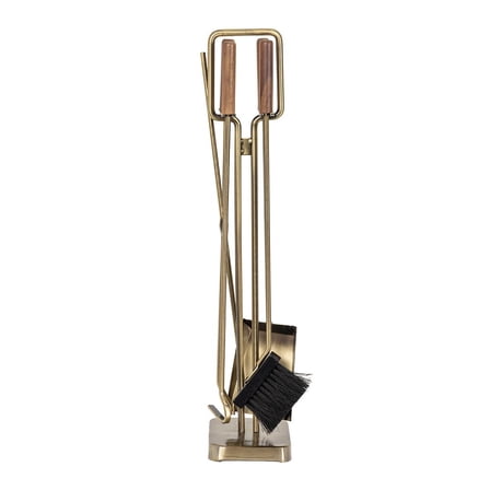 Levi Fireplace Tool Set in Aged Brass with Walnut Handles T56000AB-Walnut