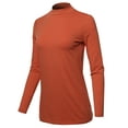 thumbnail image 2 of A2Y Women's Basic Solid Soft Cotton Long Sleeve Mock Neck Top Shirts Copper L, 2 of 5