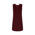 thumbnail image 4 of QLEICOM Women's 2023 Summer Dress Solid Square-Neck Sleeveless Dress Beach Sundress Mini Flared Tank Dress Red S, US Size:4, 4 of 4