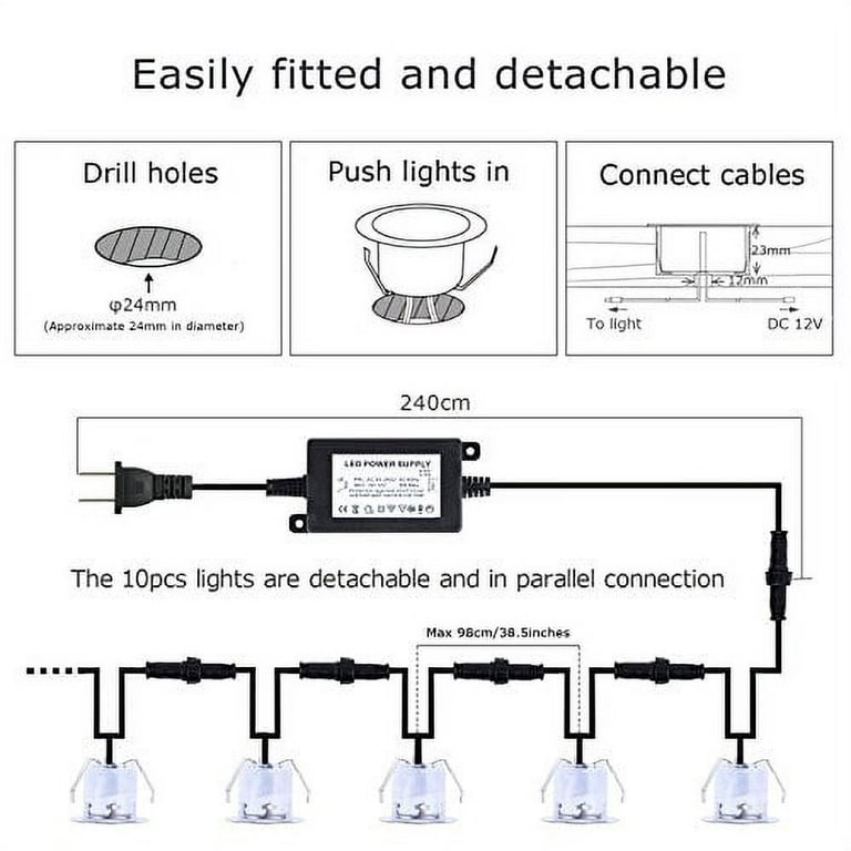 LED Deck Lights Kit 12V Low Voltage Waterproof IP67 Warm White