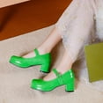 thumbnail image 5 of Juebong Womens Shoes Patent Leather Chunky Heeled Pumps Rounded Toe Ankle Strap Dress Shoes Green,43, 5 of 6