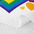 thumbnail image 5 of Manfei Rainbow Love Heart Twin Quilt Set, Ink Love is Love Twin Coverlet Set, White Orange, 2pcs, 1 Bedspread and 1 Pillowcase, 5 of 7