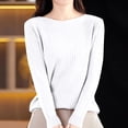 thumbnail image 3 of Fmbrln Womens Casual Solid Basic Knitted Sweaters Fall Winter Fashion Long Sleeve Crew Neck Pullover Tops Loose Comfy Sweaters White 2XL, 3 of 3