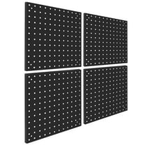 Steel Peg Board,Ideal for Garage Tool Storage, Office Organization, Craft Room, Kitchen,12" X12",Pack of 4,(Black)