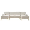 thumbnail image 4 of 113" Large Convertible Sectional Sofa Couch with Double Chaises, U-Shaped 4 Seat Modular Sofa with Golden Metal Legs & Armrest Pillows for Living Room, Apartment and Office, White, 4 of 7
