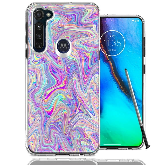 MUNDAZE For Motorola Moto G Stylus Paint Swirl Design Double Layer Phone Case Cover