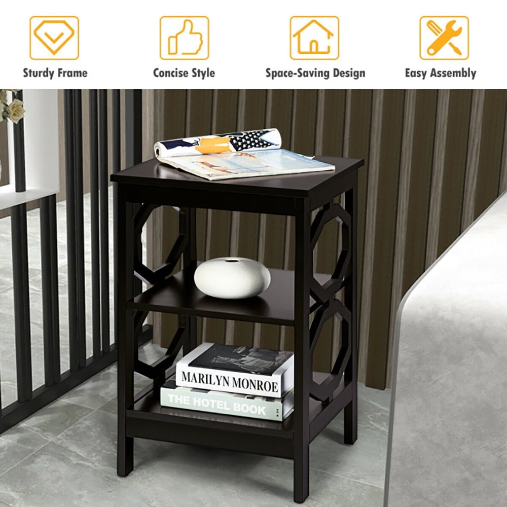 Finihen End Side Table, Sofa Side Table, Bed Side Table, 2 Pieces 3-tier Nightstand Sofa Side End Accent Table Storage Display Shelf, for Living Room, Bedroom, Black Finihen End Side Table, Sofa Side Table, Bed Side Table, 2 Pieces 3-tier Nightstand Sofa Side End Accent Table Storage Display Shelf, for Living Room, Bedroom, Black