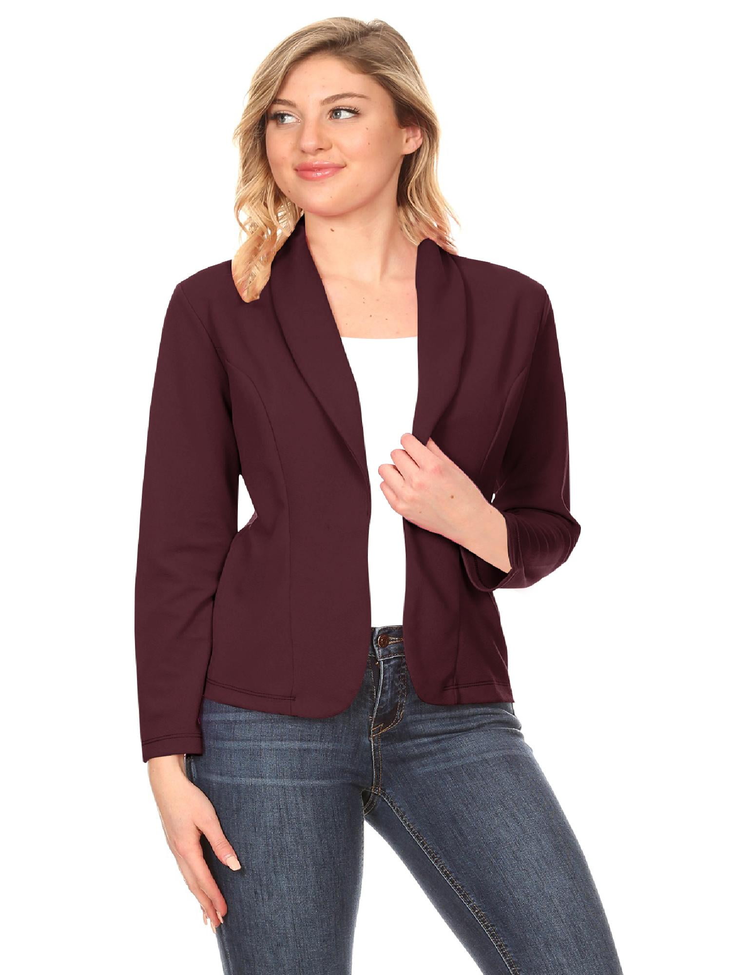 SheIn Women's Long Sleeve Open Front Casual Work Office Solid Blazer Jacket 