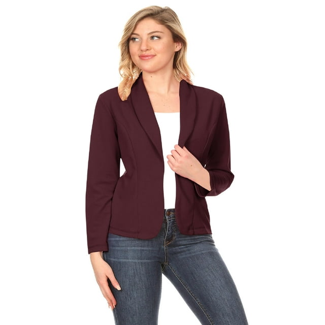 Women's Solid Casual Office Work Long Sleeve Open Front Blazer Jacket ...