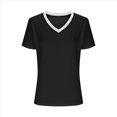 thumbnail image 4 of Camisetas para Mujer, Verano Otoño, Corta, Cuello en V, Corte Holgado, Camisetas Básicas de Gran Tamaño, Camisetas para Mujer 2025 Negro M, 4 of 10