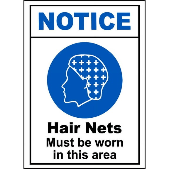 Vinyl Stickers - Notice Hair Nets Must Be Worn Sign - Safety and Warning Warehouse Signs Stickers - 3.5" x 5" - 3 Pack