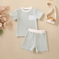 thumbnail image 2 of Xudanell Toddler Boys Outfit Sets 2 Piece Graphic Summer T-Shirts and Shorts Set Knitted Kids Boys Vacation Outfit Set Green 6-12 Months, 2 of 2