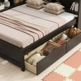 thumbnail image 3 of Mirightone Full Daybed with Storage Bookcase and Drawers, Wood Corner Bed with Charging Station,&nbsp;Full Size Bed Frame Espresso., 3 of 8