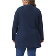 thumbnail image 4 of DARING DIVA Women's Plus Button V Neck Knit Cardigan with Pockets 2X Navy Blue, 4 of 6
