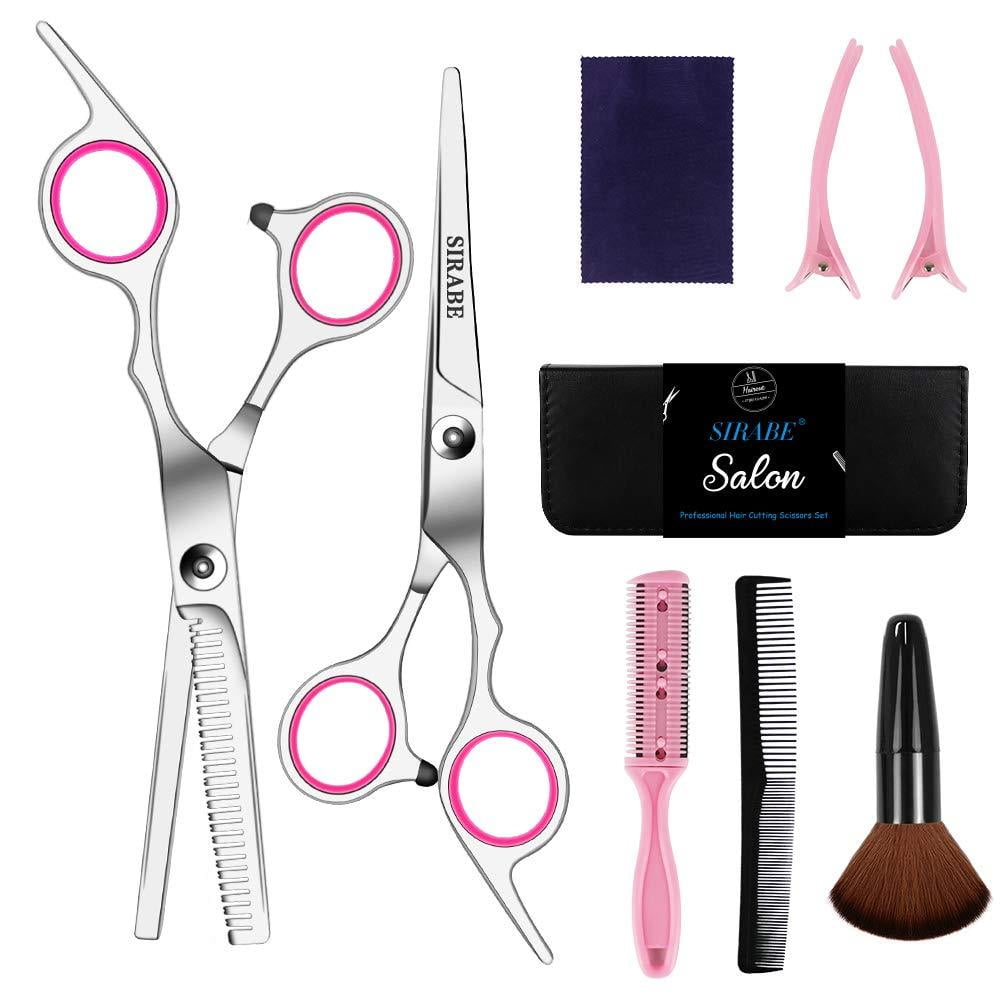 Sirabe 9 Pcs Hair Cutting Scissors Set Hairdressing Scissors Kit