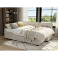 thumbnail image 4 of Howcool 82" Sectional Sofa Bed, L-Shaped Sleeper Pull Out Couch with Storage Chaise & USB Charging Ports, Linen Fabric for Small Apartment Living Room,Beige(Thick Sponge), 4 of 9