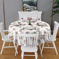 thumbnail image 2 of White Highland Cow Pattern Round Tablecloth 60"x60",Wrinkle Wipeable Table Cloth for Kitchen Dining Room Picnic Patio Party, 2 of 6