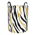 thumbnail image 2 of PAYOHTO Foldable Laundry Room Hamper Bucket Waterproof Bathroom Basket for College Student Living Room Storage Pillows Blankets Zebra Print Gold Glitter, 2 of 8