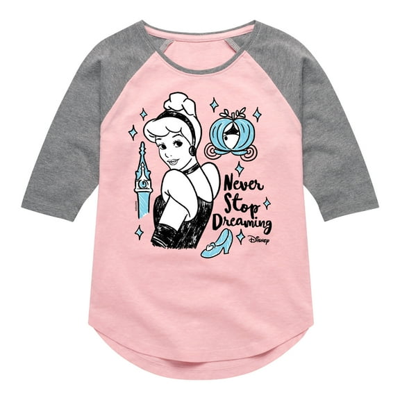 Disney - Never Stop Dreaming - Toddler & Youth Girls Raglan Graphic T-Shirt