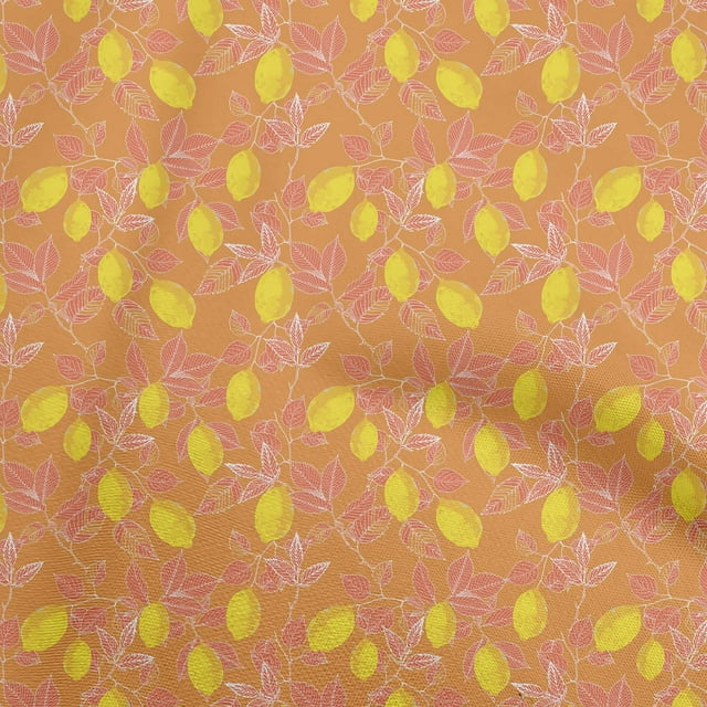 oneOone Rayon Orange Fabric Tropical Leaf Craft Projects Decor Fabric Printed By The Yard 56 Inch Wide