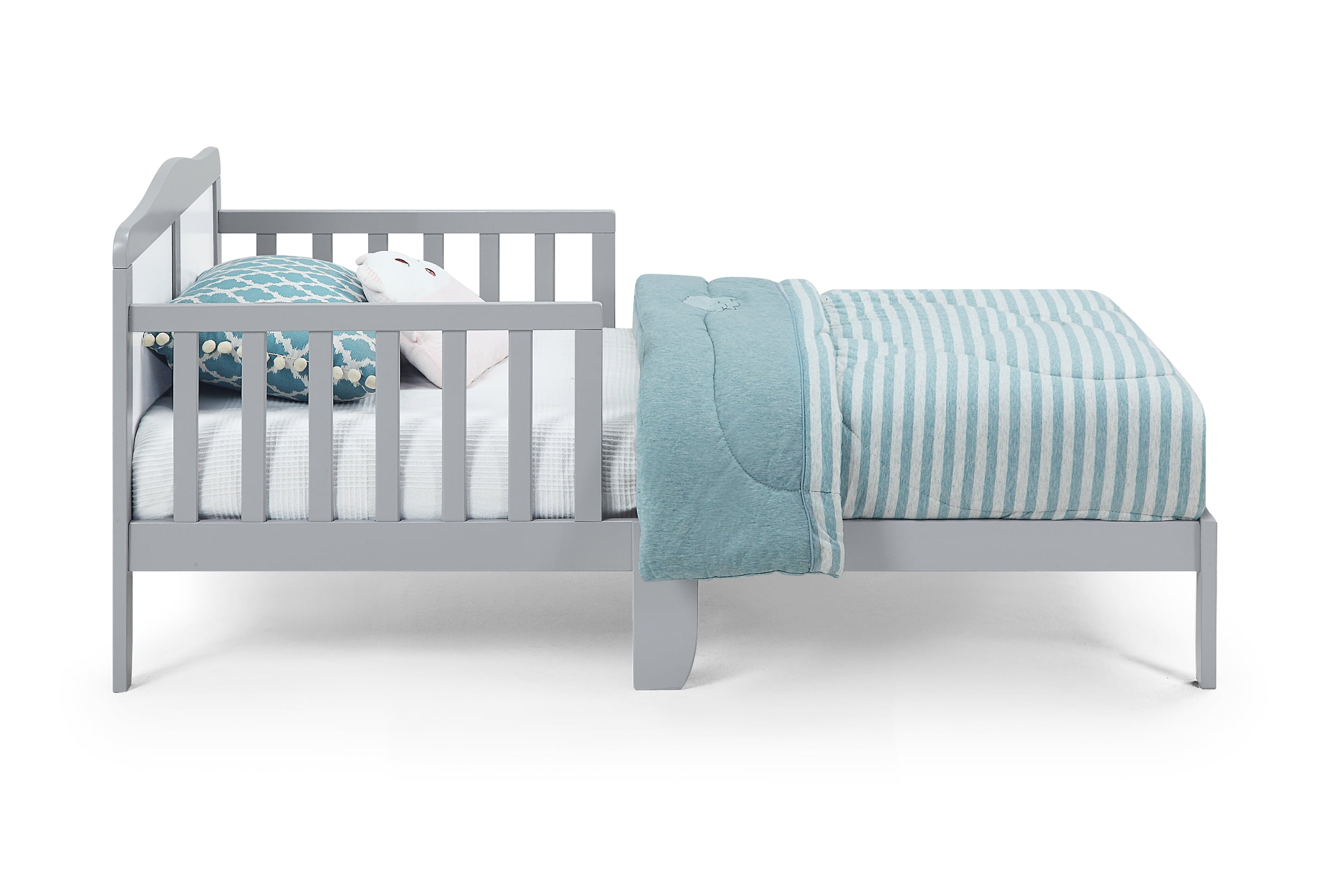 Olive & Opie Birdie Toddler Bed, Light Gray/White Finish