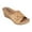 Bay Tan, variant on Womens Memory Foam Wedge Sandals, Open Toe Mid Heel Platform, Comfy Vegan Leather Buckle Strap Slides, Bay/Black/10