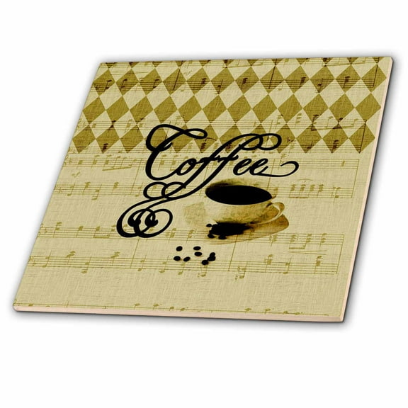 3dRose, Vintage Style Song Sheet Coffee Cup, 6 Inch Ceramic Tile