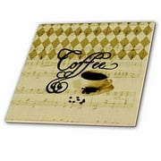 "3dRose Vintage Style Song Sheet Coffee Cup - Ceramic Tile, 6-inch"