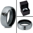 thumbnail image 4 of Tungsten Bear Outdoor Wilderness Heart Emoji Hand Band Ring 8mm Men Women Comfort Fit Black Dome Brushed Gray Polished, 4 of 4