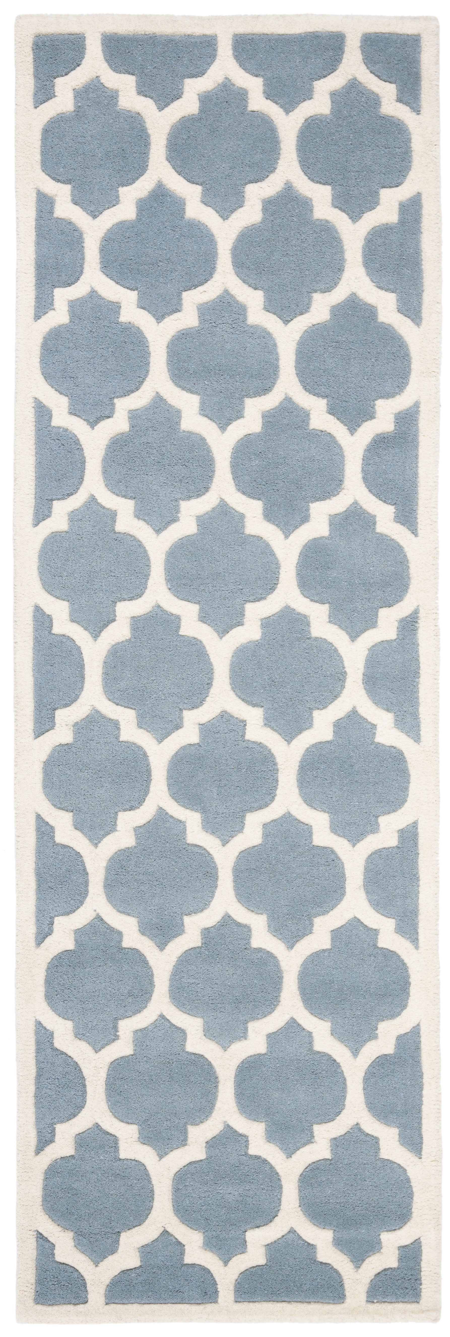 SAFAVIEH Chatham Freddy Geometric Wool Runner Rug, Blue/Ivory, 2'3" x 5'