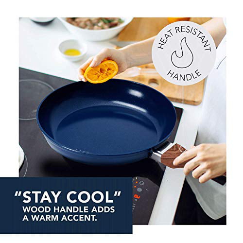8 inch & 11 inch Fry Pan with Wood Handle and Aluminum Body – Navy